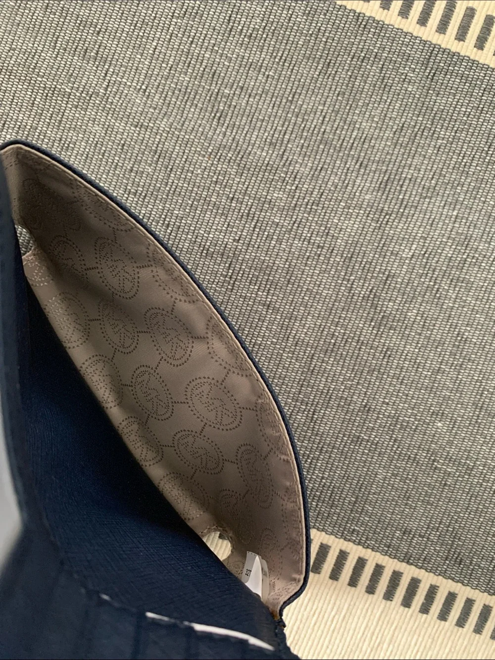 Vintage {Michael Kors} Navy Patent Wristlet with Gold Logo